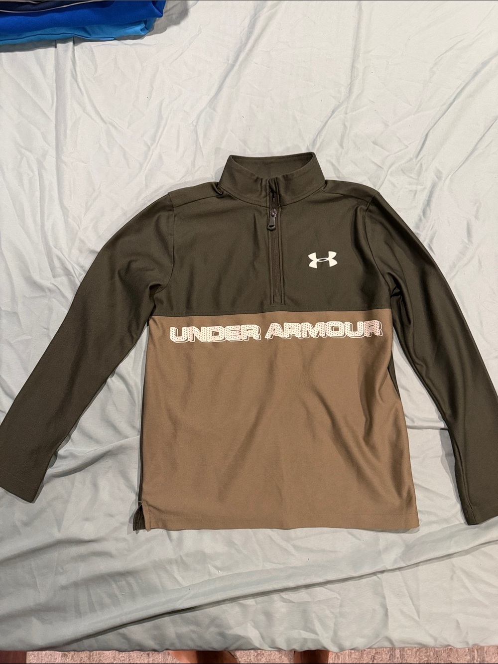 Under Armour Kids Olive & Brown Quarter-Zip Logo Pullover